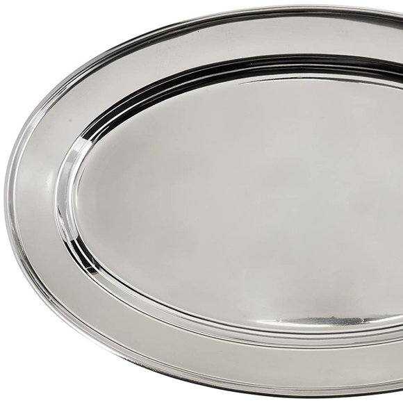 New Stainless Steel Serving Platter 14" Metal Tray Dinner BBQ Cookout - Picture 4 of 6